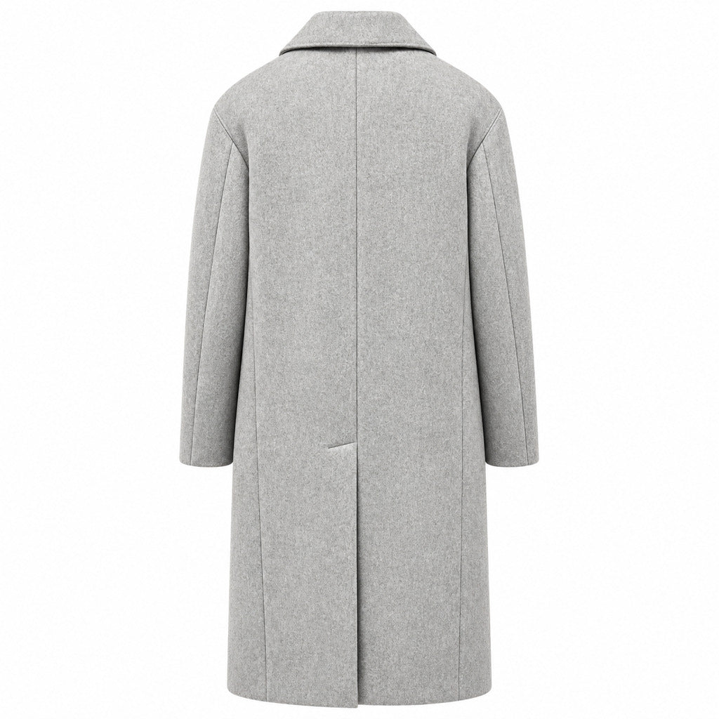 Hogan – Wool Coat in Grey – back view showing the centre seam