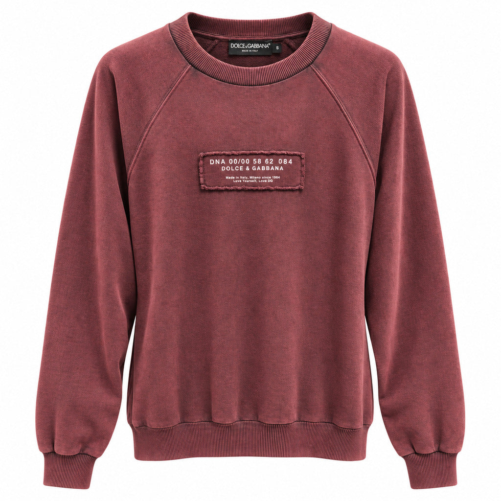 Dolce & Gabbana – burgundy crew-neck sweatshirt – front view with chest label