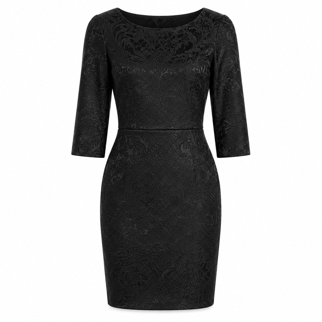 Dolce & Gabbana – black embroidered dress – front view, flat product image