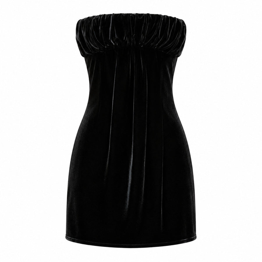 Dolce & Gabbana – short black velvet dress – front view on white background