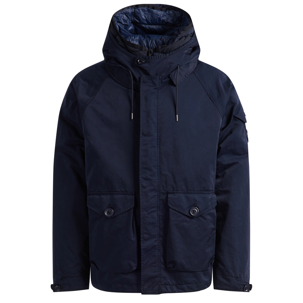 C.P. Company – Micro Kei navy hooded jacket – front-facing product shot with large pockets