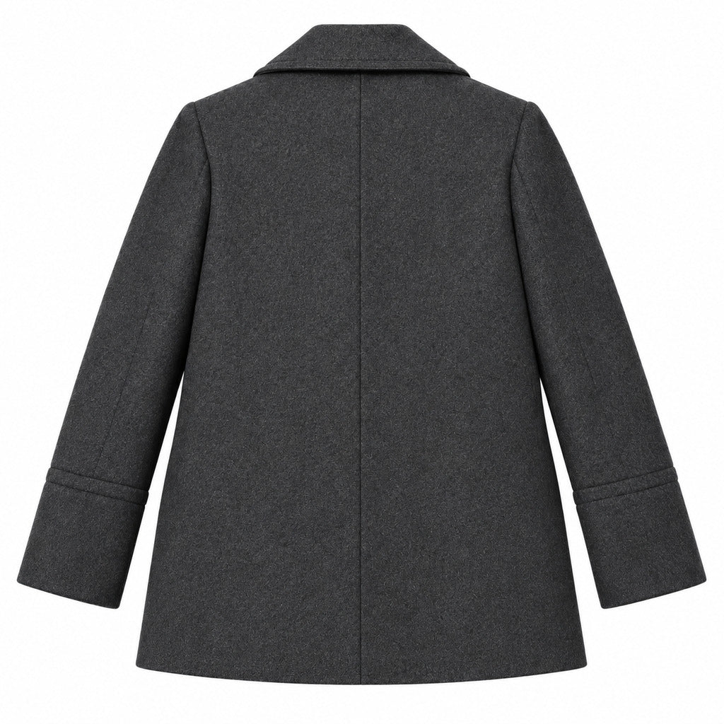Dolce & Gabbana – grey wool-blend peacoat – full back view with centre seam