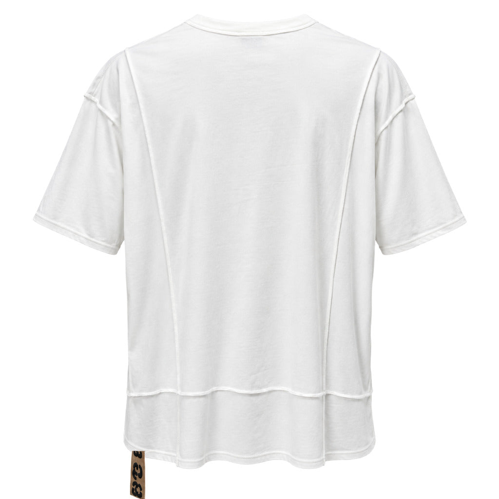 Dolce & Gabbana – White crew-neck T-shirt with logo side stripes – back flat lay