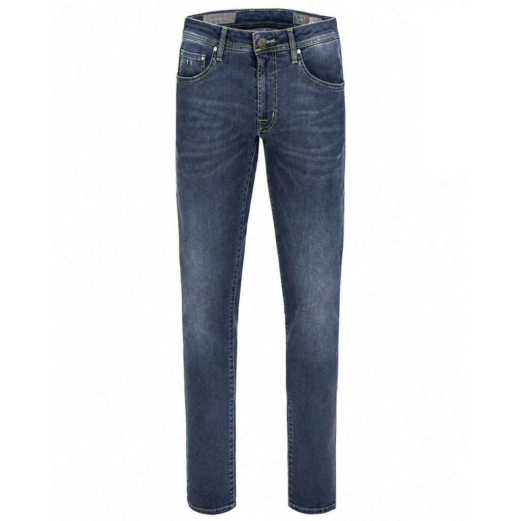 Tramarossa – Michelangelo Blue Raw R-Elax Jeans – front-facing blue jeans flat against white background
