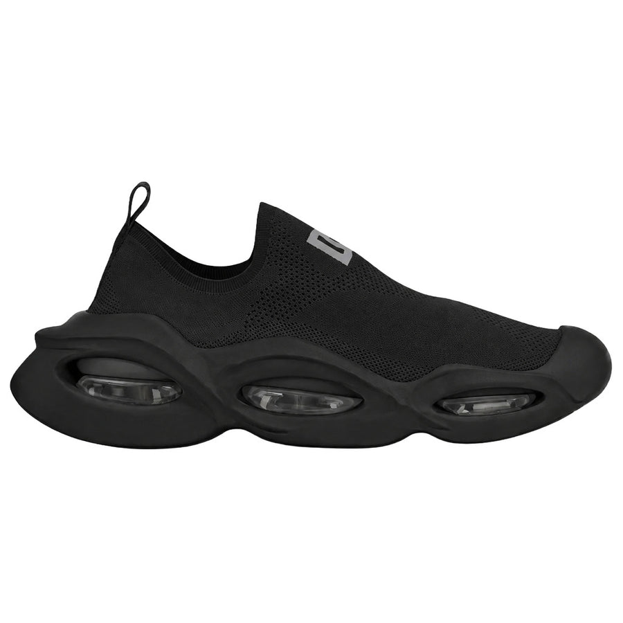Dolce & Gabbana – black knit sock sneakers – side profile showing sculpted soles