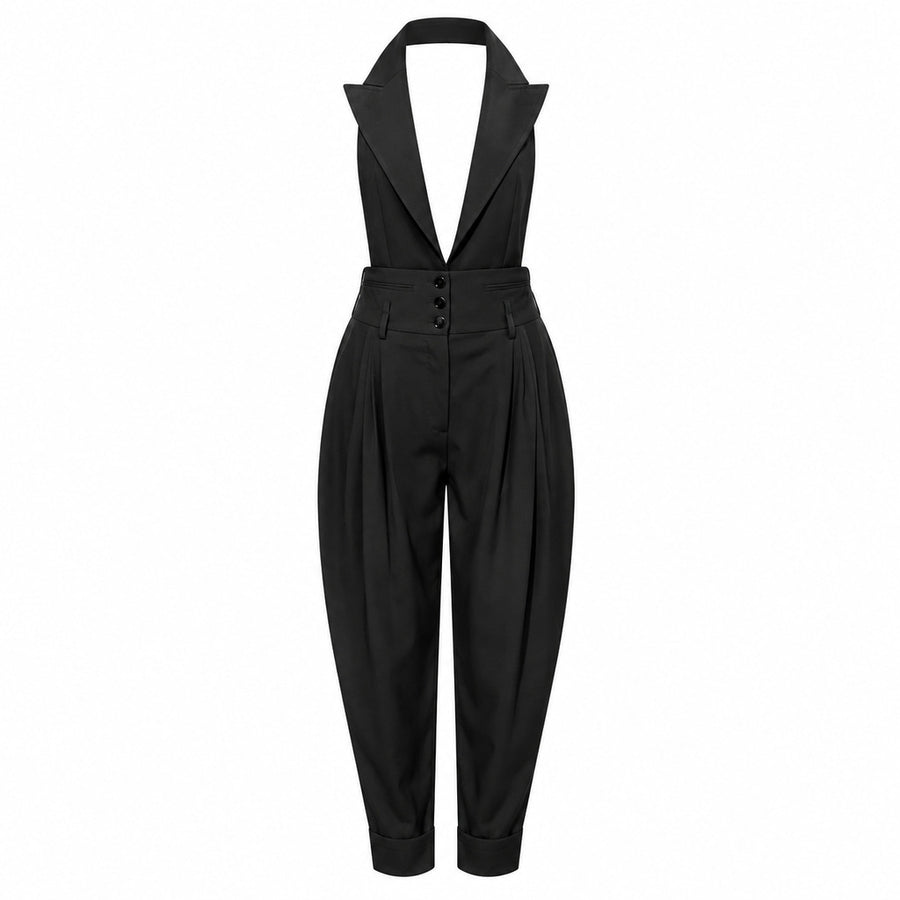 Dolce & Gabbana – black open-back jumpsuit – front-facing flat packshot