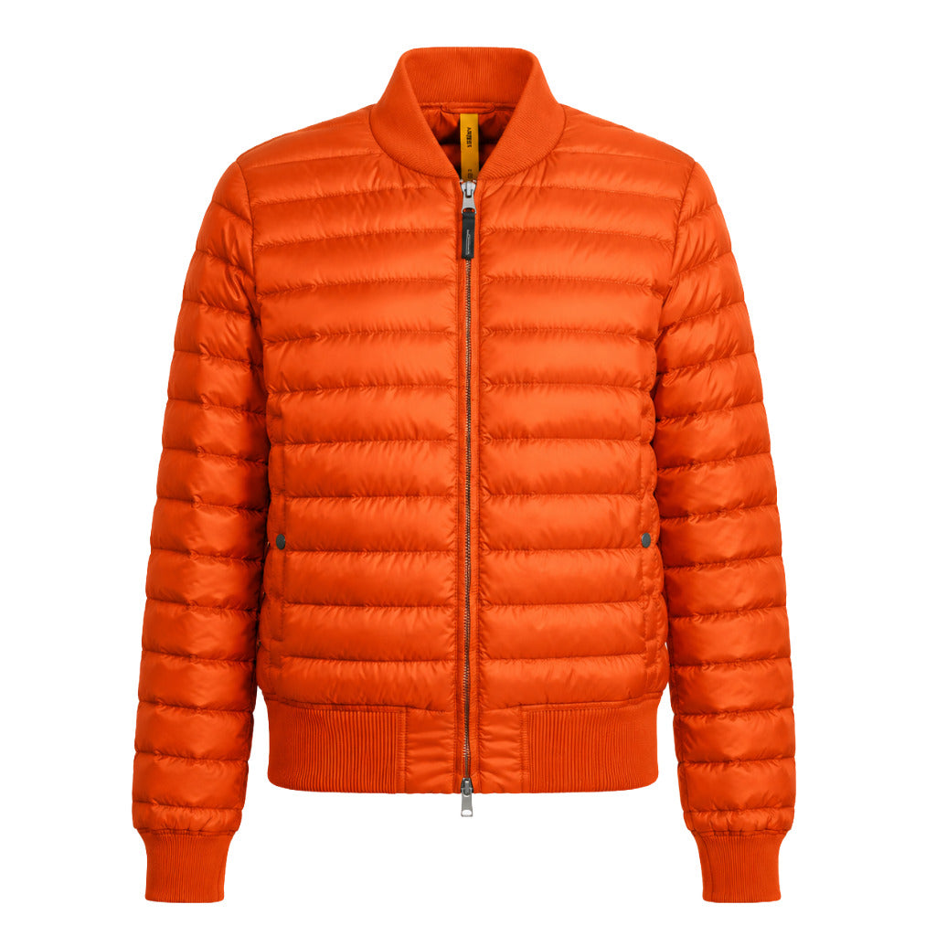 Parajumpers – Leila orange quilted down jacket – front flat packshot with ribbed cuffs