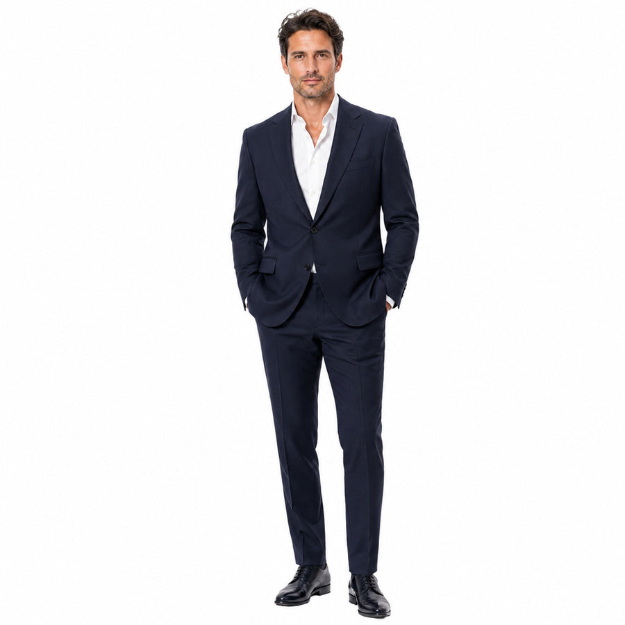Dolce & Gabbana – blue cotton-blend suit – front view on model