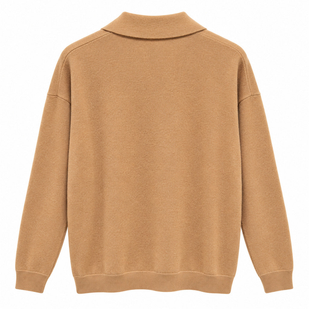 Anna Molinari – camel wool polo sweater – back flat lay