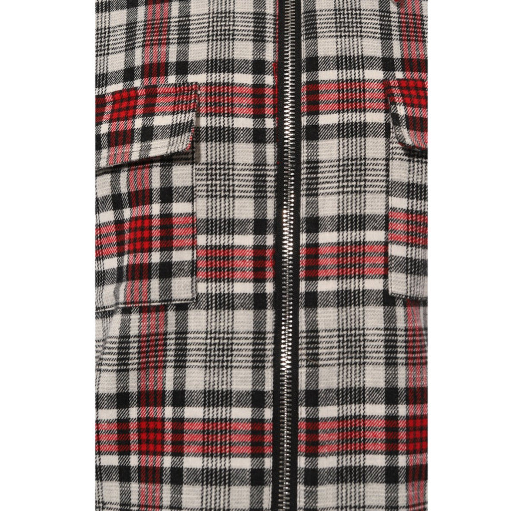 Diego Venturino – Tartan All-Zip Jacket – Close-up of check texture, chest pockets and front zip