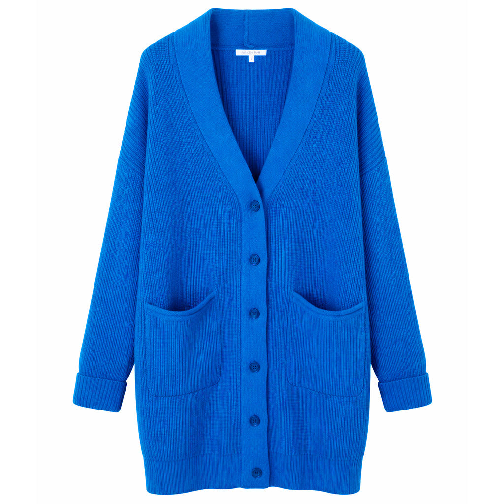 Patrizia Pepe Long Cardigan in Royal Blue Knit