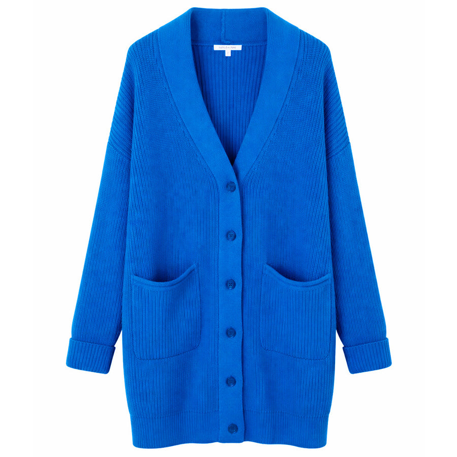 Patrizia Pepe Long Royal Blue Knit Cardigan