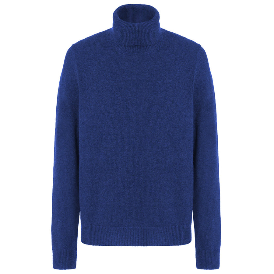 Malo – Dolcevita Turtleneck Sweater in Navy – front view showing fine knit texture across the sweater