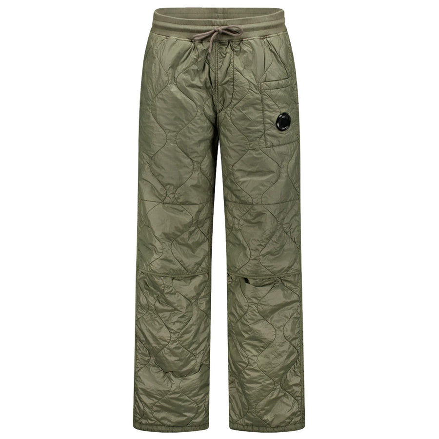 C.P. Company – Trousers in Green – Full-length front view with quilted texture