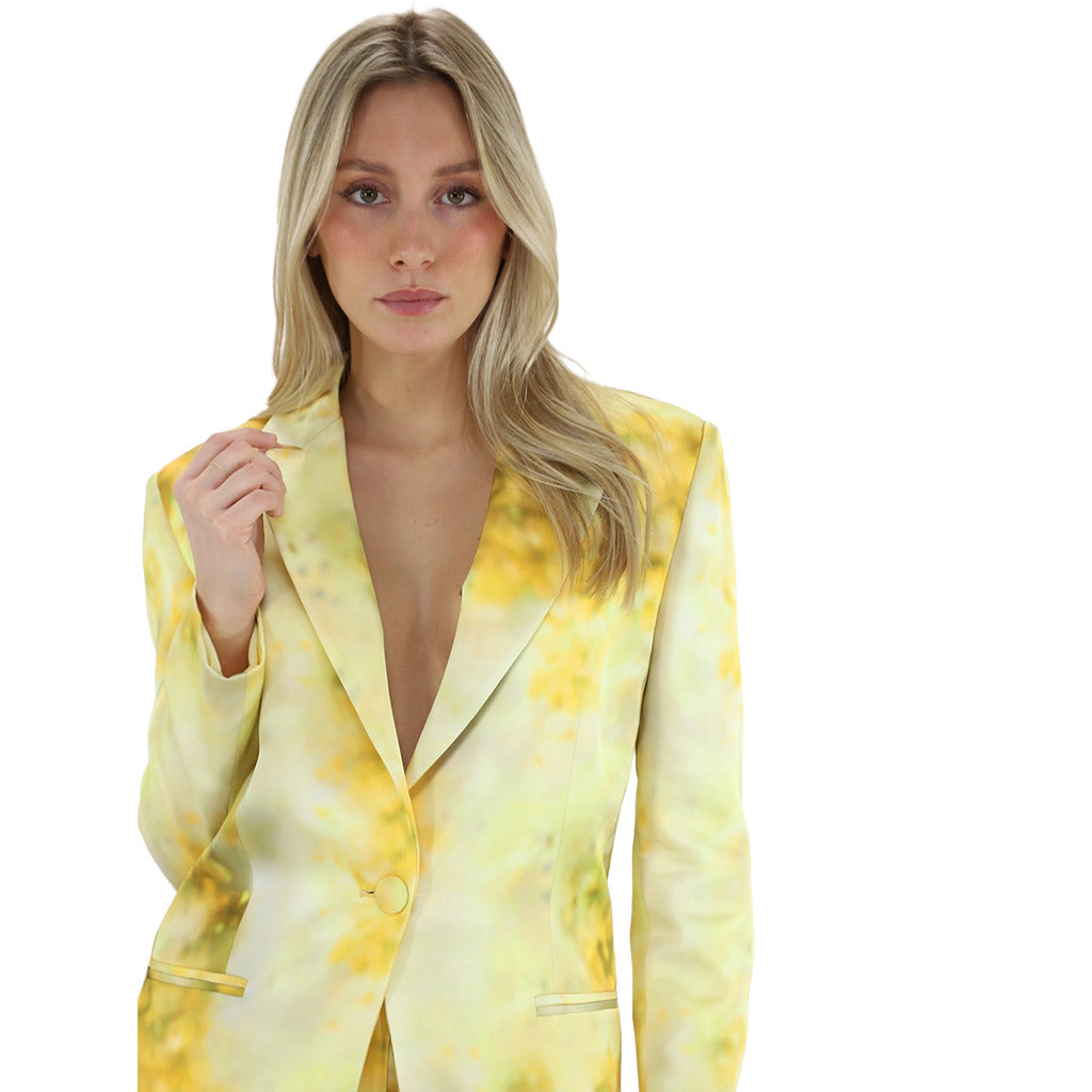 Pinko Yellow Floral Satin Blazer