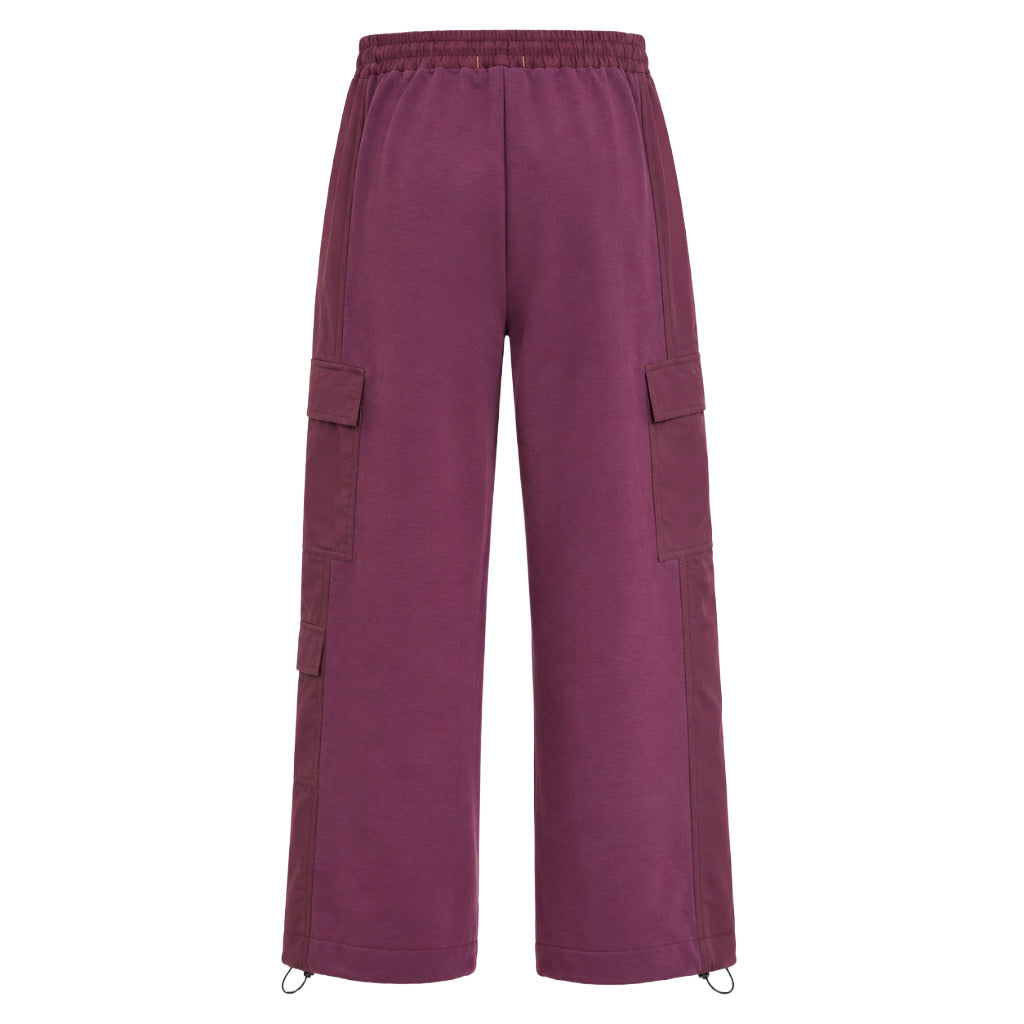 Parajumpers – Avatar burgundy wide-leg cargo trousers – rear flat-lay view with cargo pockets