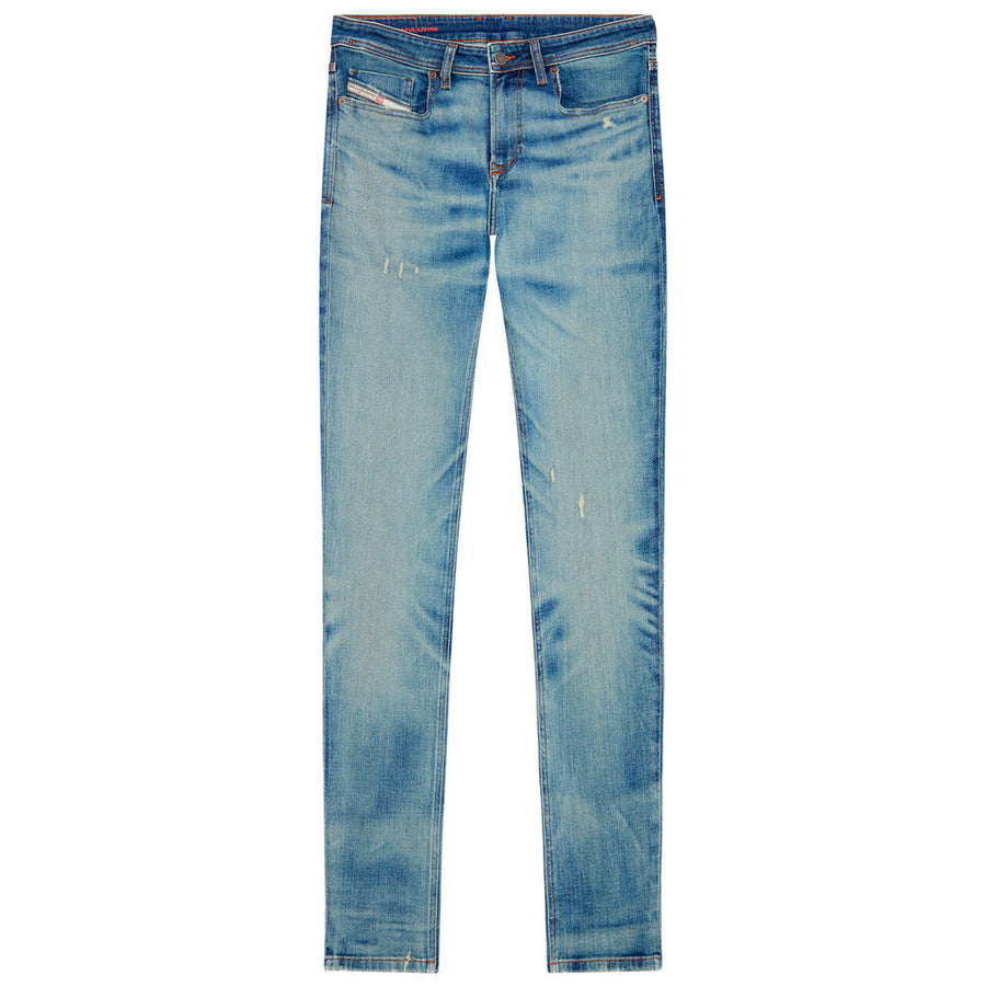 Diesel – 1979 Sleenker Blue Skinny Jeans – flat front view, light blue denim