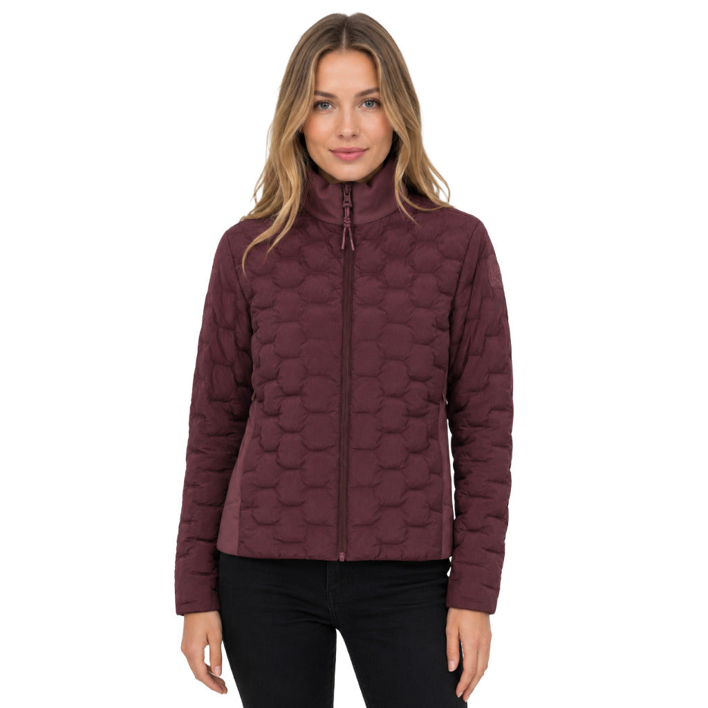 Parajumpers – Sindou burgundy quilted jacket – front view worn by model