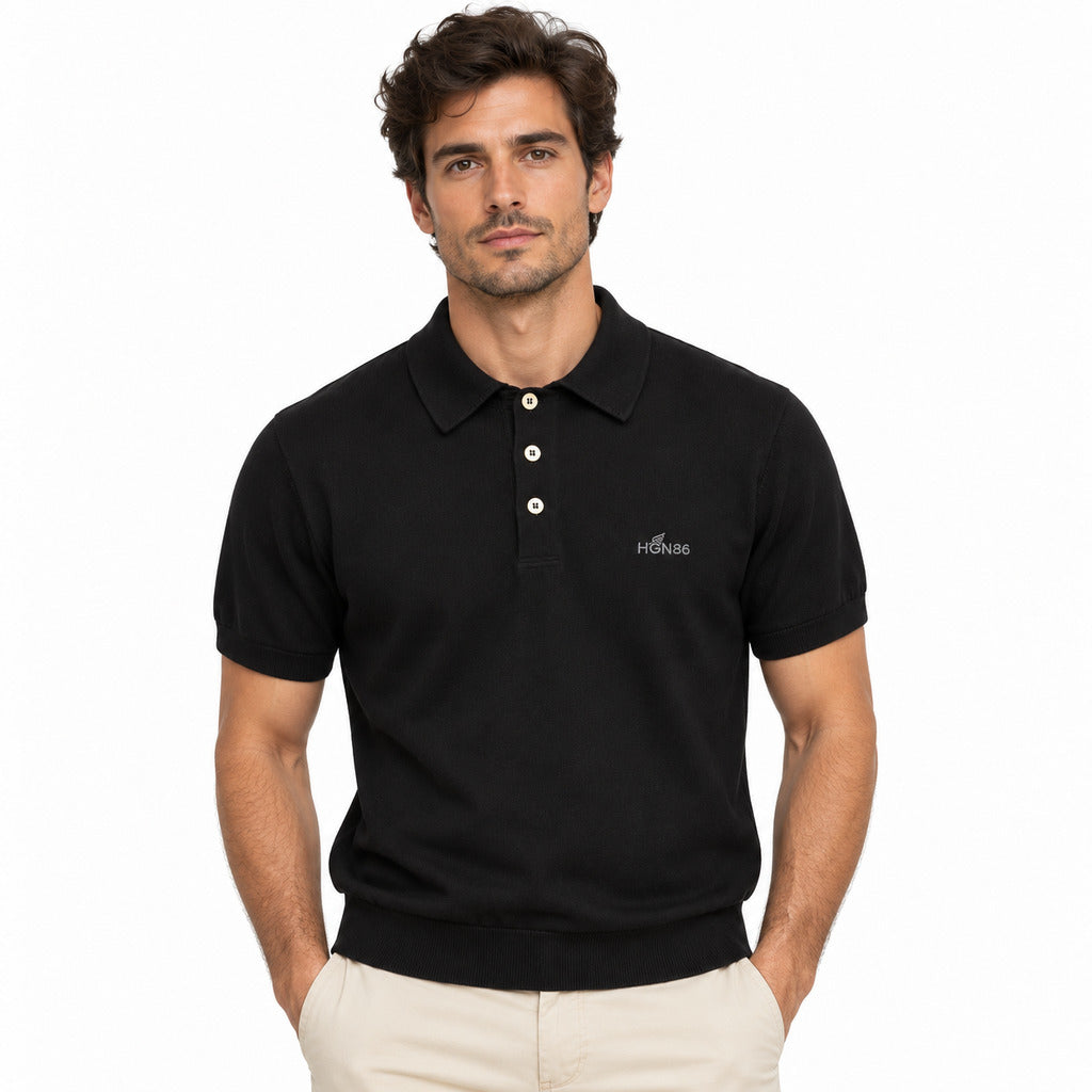 Hogan – Polo Shirt in Black – worn on model with hands in pockets