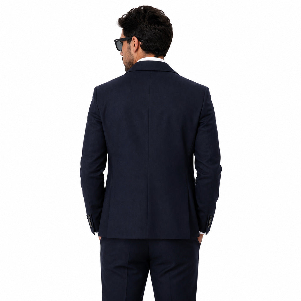 Dolce & Gabbana Double-Breasted Jacket in Dark Blue Cotton Blend