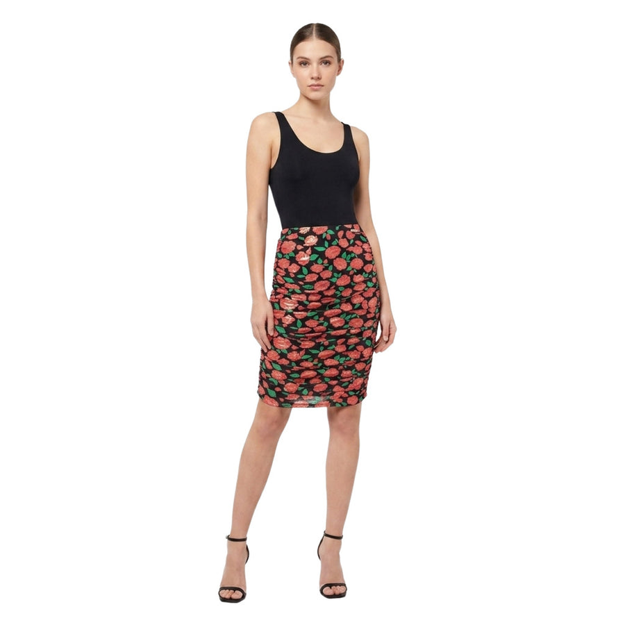 Pinko – Istruttore black floral midi skirt – front view on model