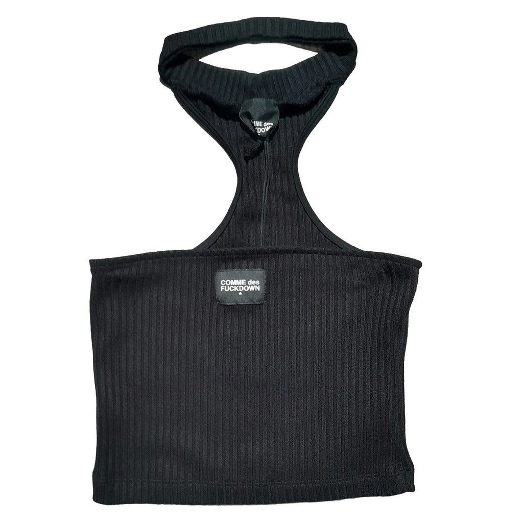 Comme Des Fuckdown Black Ribbed Top