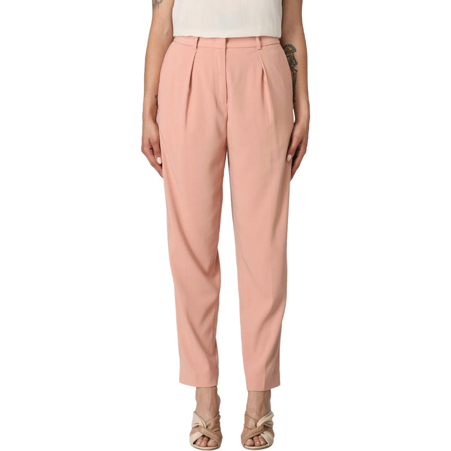 Pinko – Pietra Enver pink trousers – closer front view on model with waistband pleats