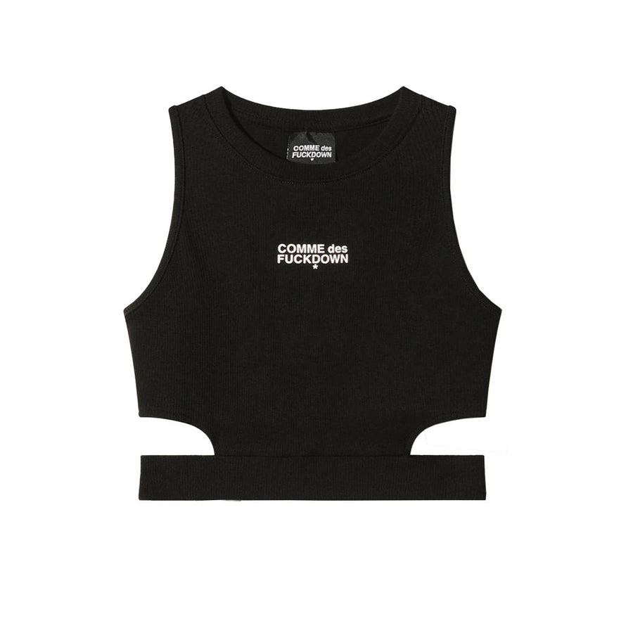 Comme Des Fuckdown Ribbed Crop Top in Black