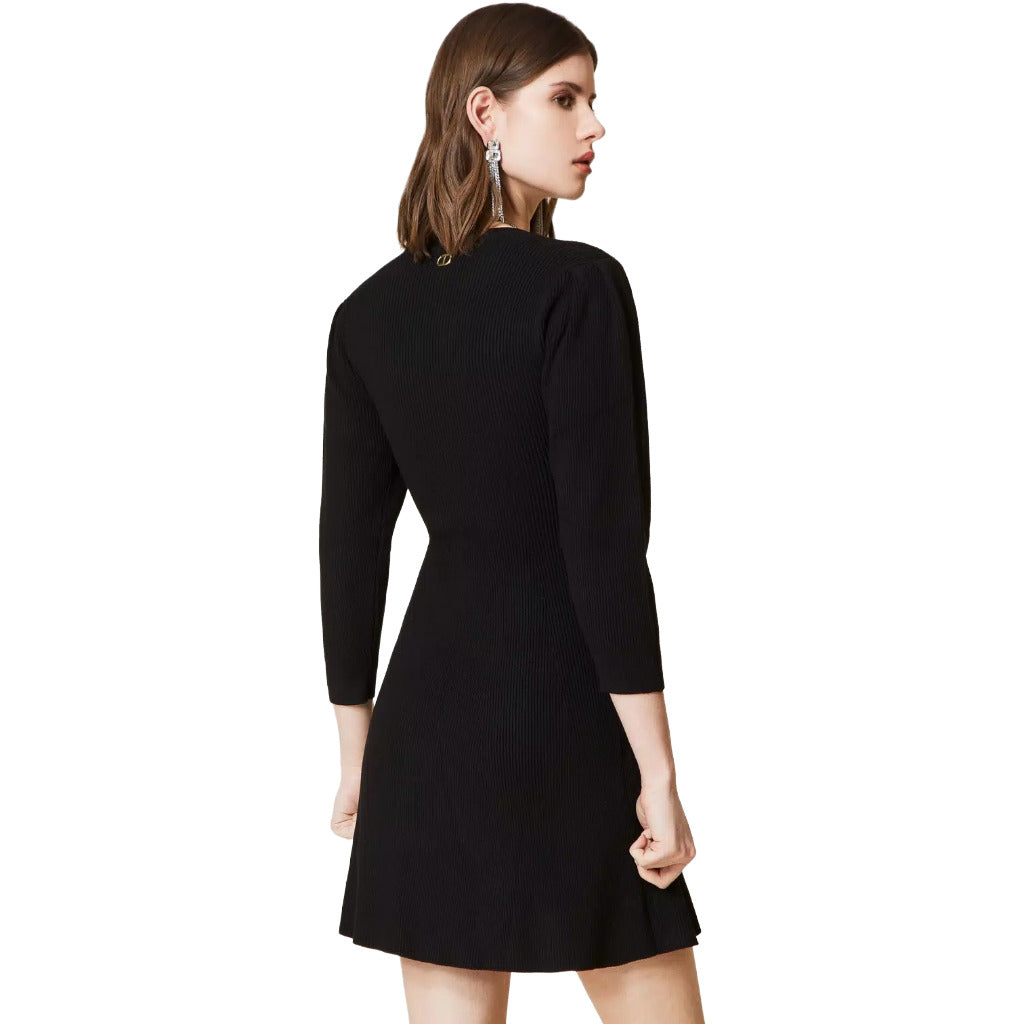 Twinset – ribbed knit dress in black – image 3
