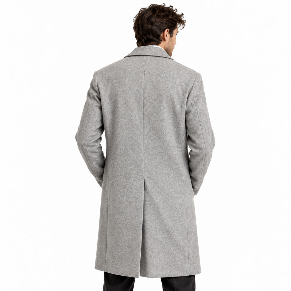 Hogan – Wool Coat in Grey – model wearing the coat from the back