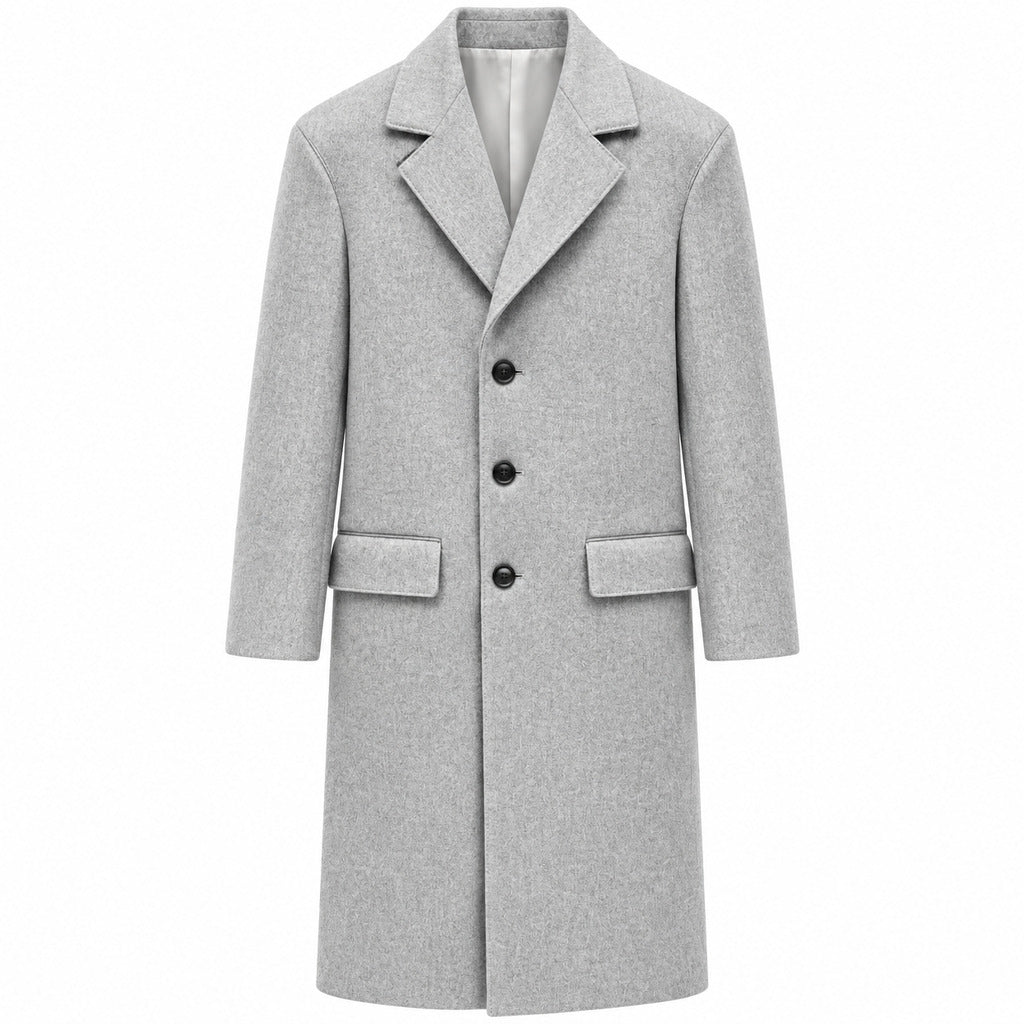 Hogan – Wool Coat in Grey – front view, flat lay with notched lapels and buttons