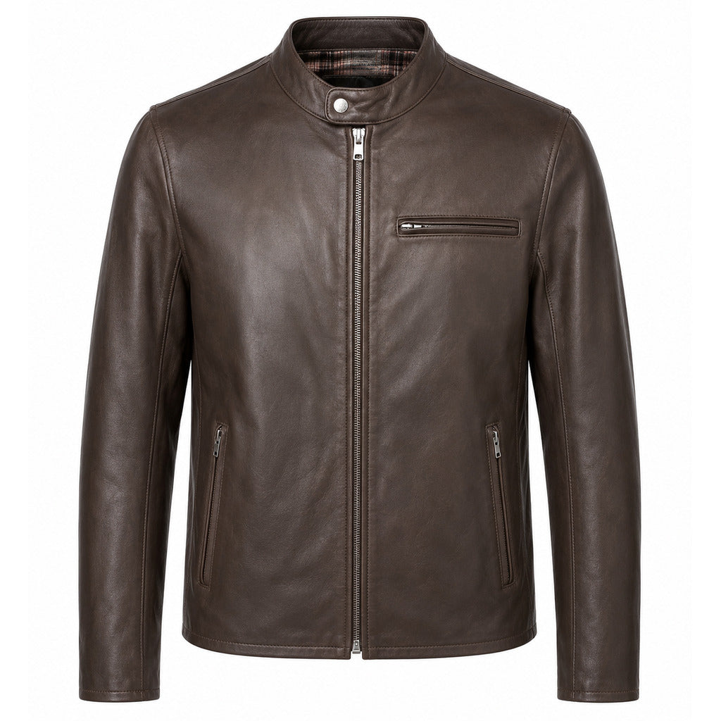 schott nyc - giacca pelle di capra marrone
