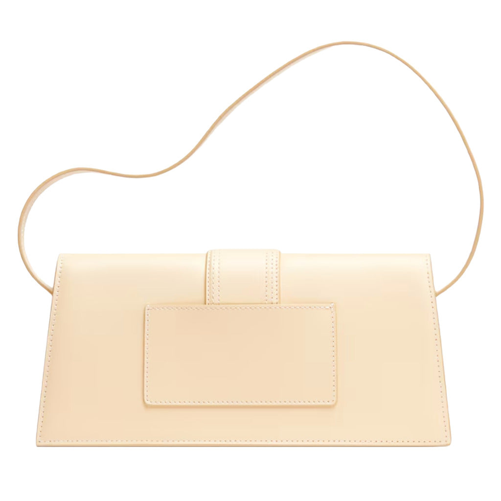 Jacquemus – Le Bambino Long beige calfskin shoulder bag – back view with rear pocket