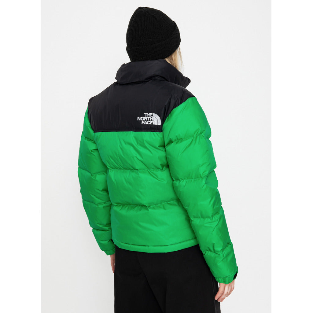 The North Face – 96 Retro Nuptse green puffer jacket – rear three-quarter view