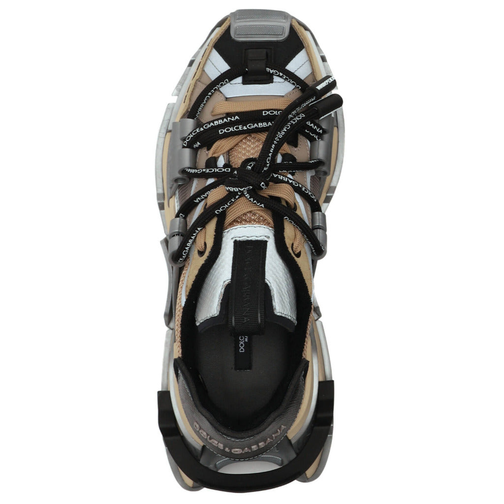 Dolce & Gabbana – grey fabric low-top sneakers – top view showing black interior and laces