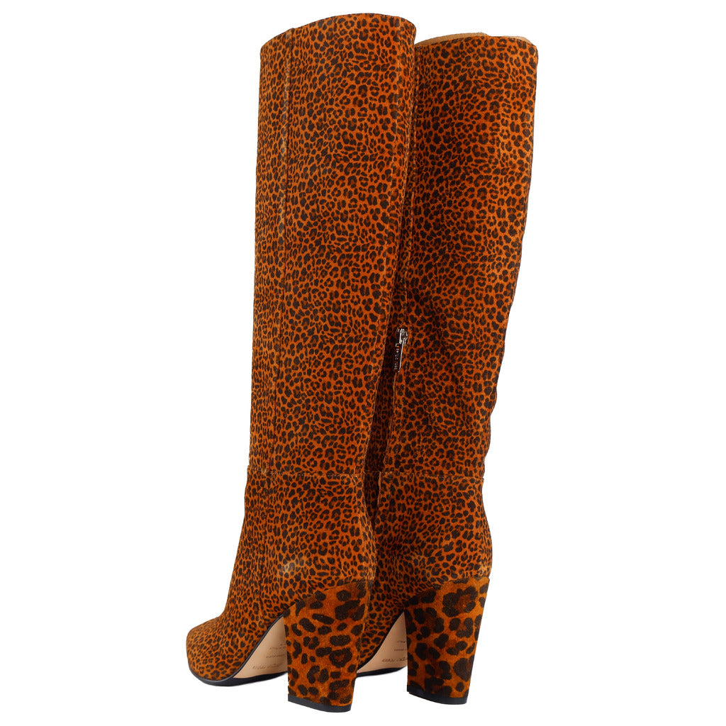 Sergio Rossi Leopard-Print Suede Ankle Boots
