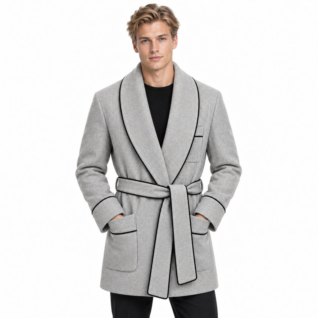 Dolce & Gabbana – Cashmere Coat in Grey – worn front view with model