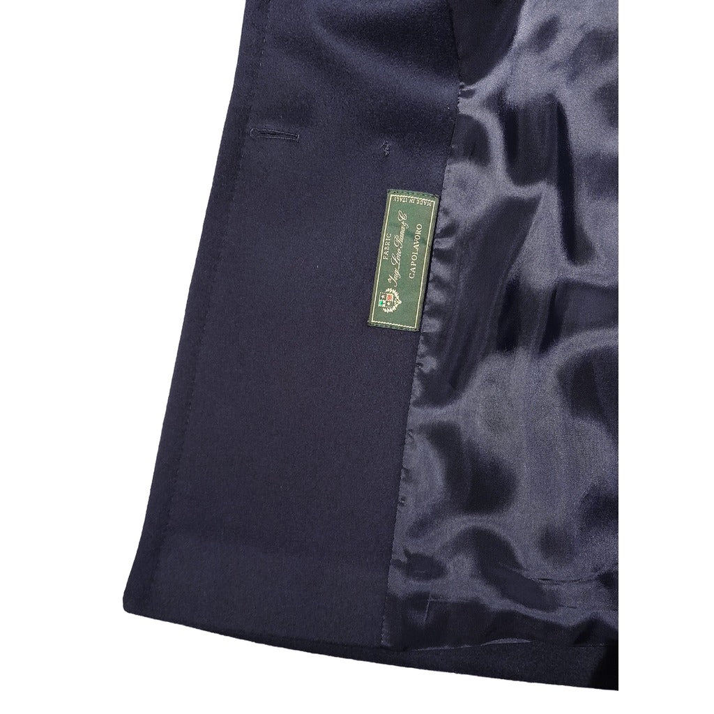 Loro Piana Tessuto Double-Breasted Peacoat in Blue Virgin Wool