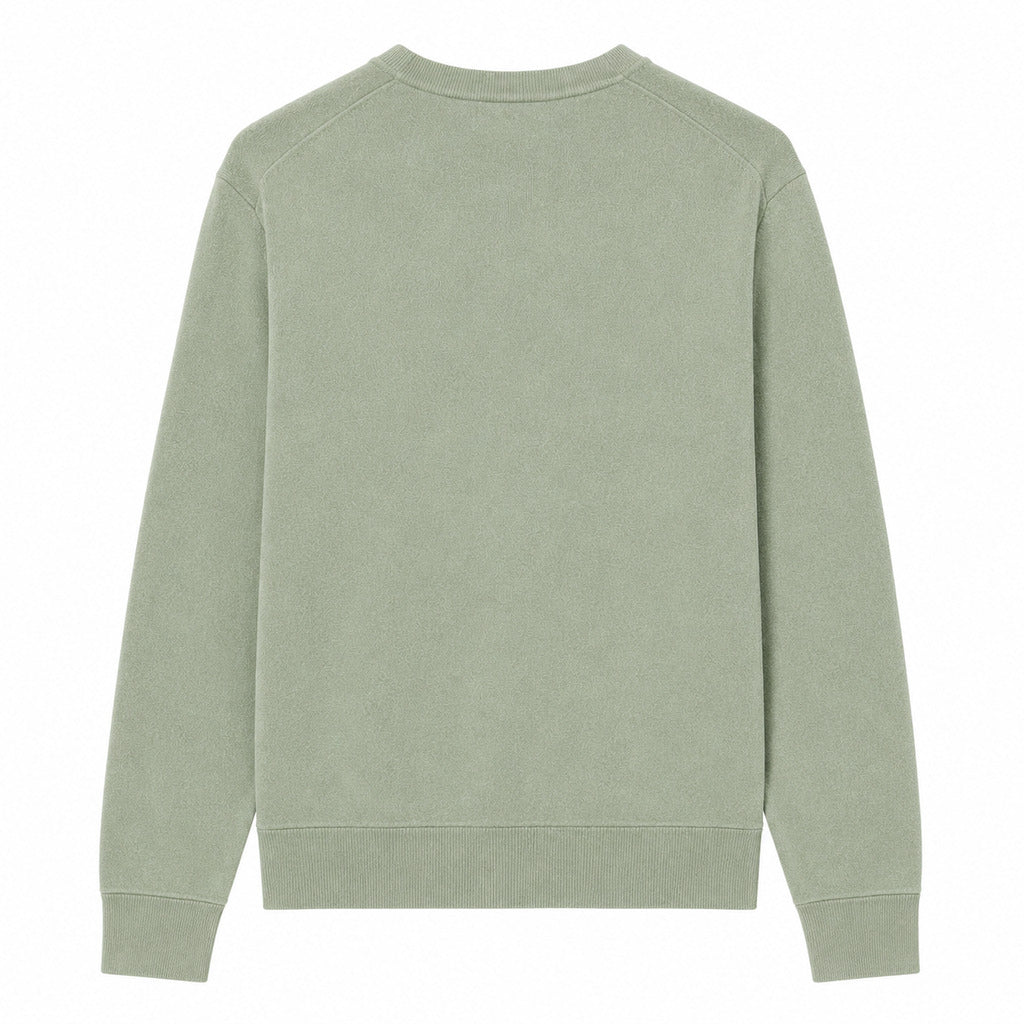 Alpha Studio – green long-sleeve sweater with crew neck – flat back view