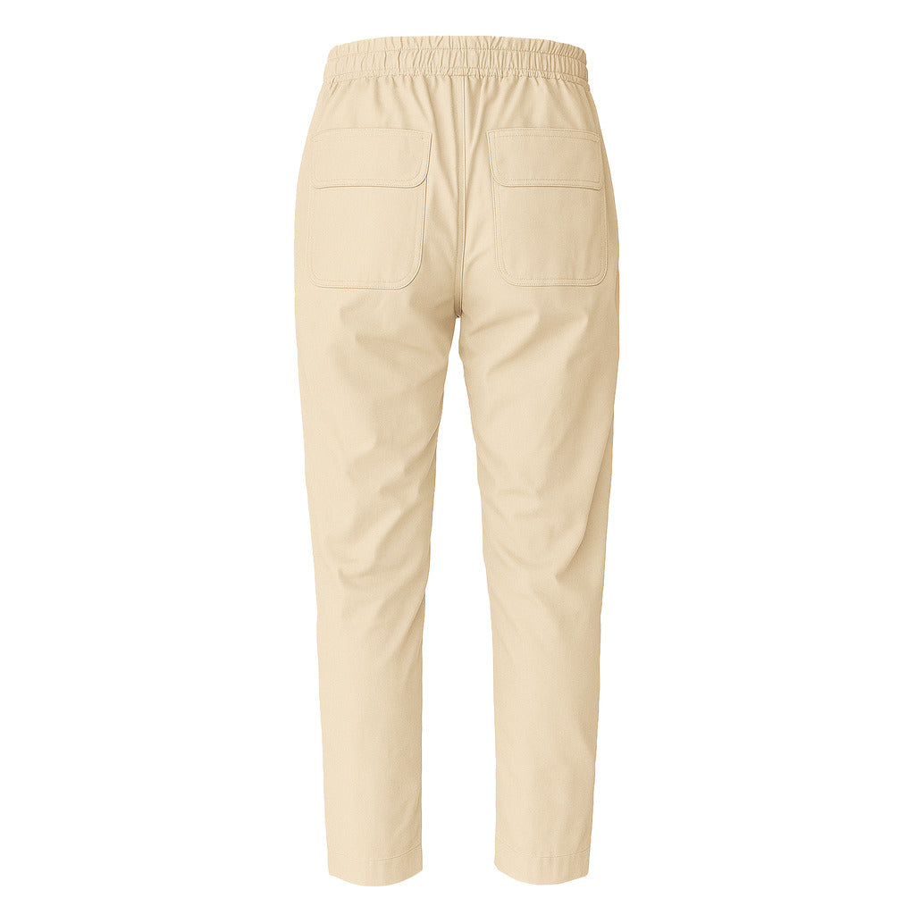 Alpha Studio – beige trousers – rear full-length packshot showing two patch pockets