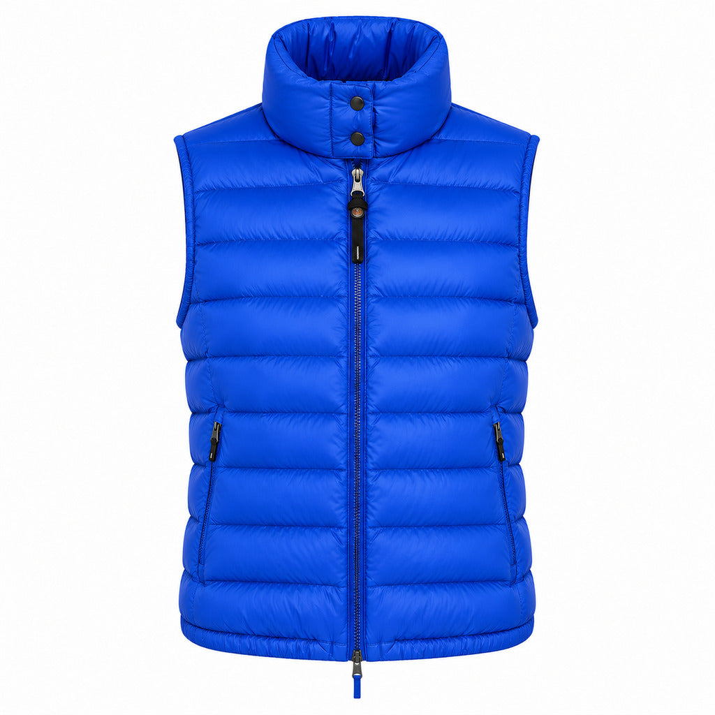 Parajumpers – Dodie blue padded vest – front packshot with quilted panels and zip pockets