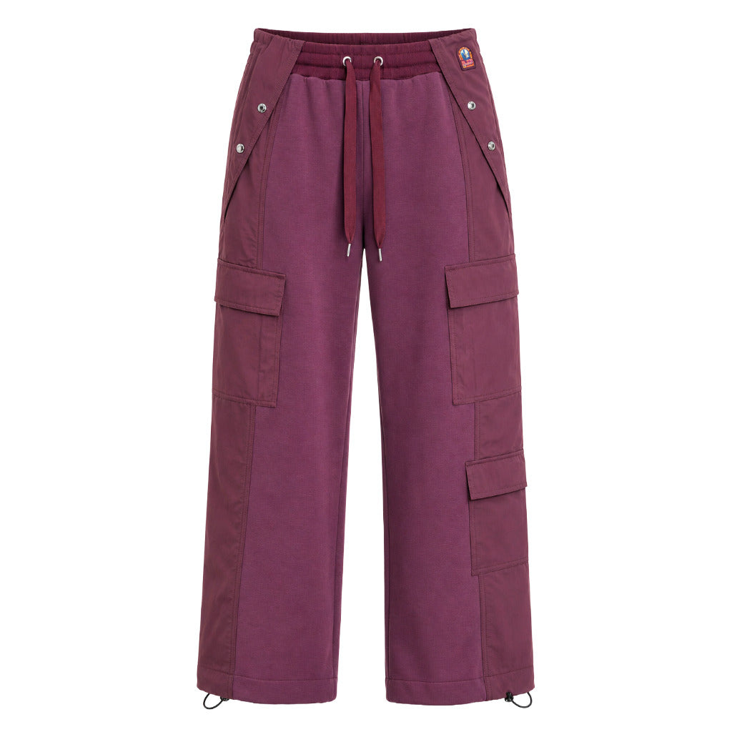 Parajumpers – Avatar burgundy wide-leg cargo trousers – front flat-lay view with drawstring waist