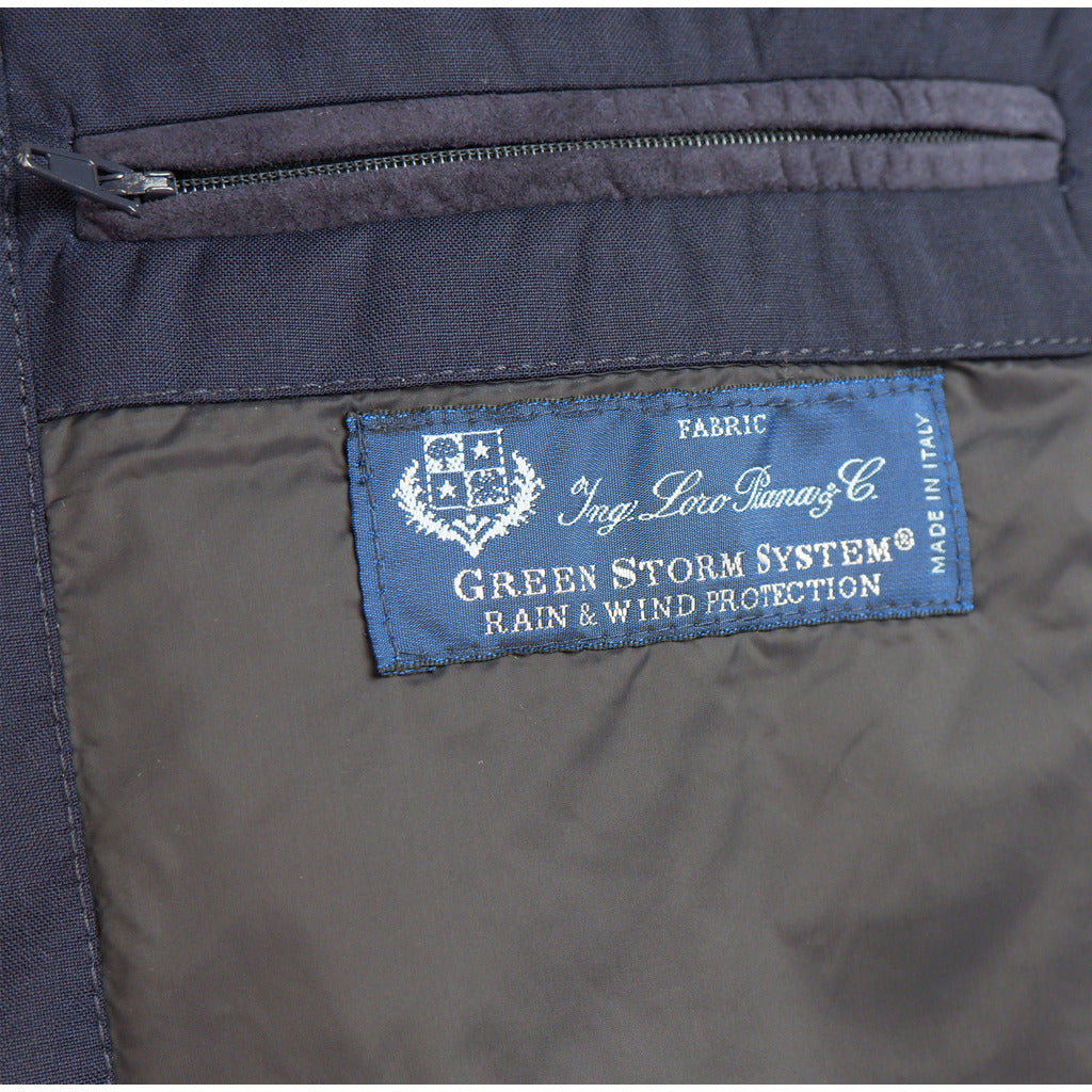 Loro Piana Tessuto – blue wool vest – interior label and horizontal zip pocket detail