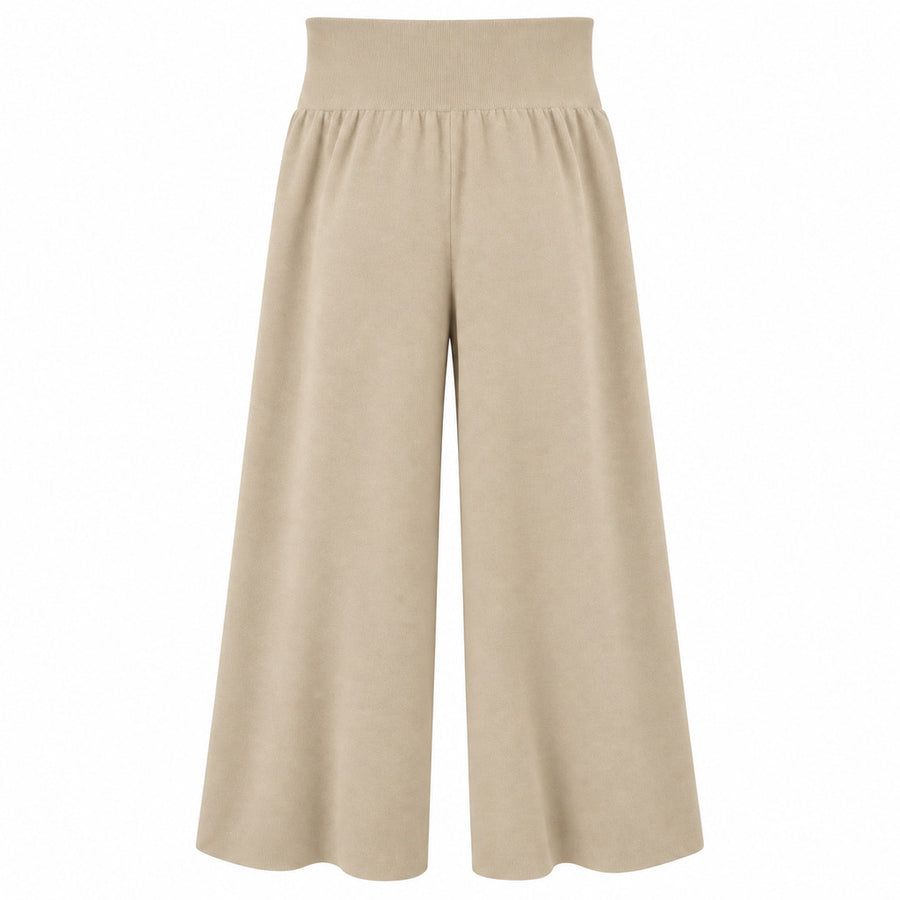 Anna Molinari – beige wide-leg wool trousers – front-facing flat product view