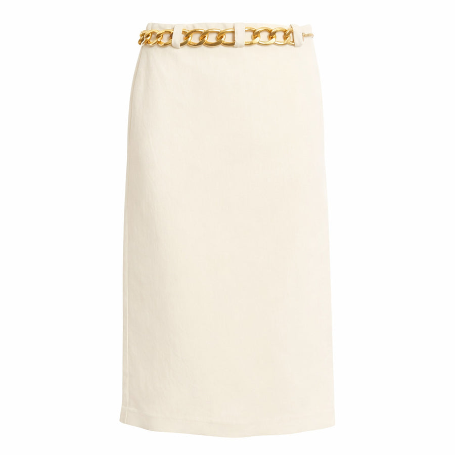 Patrizia Pepe Linen Skirt in White