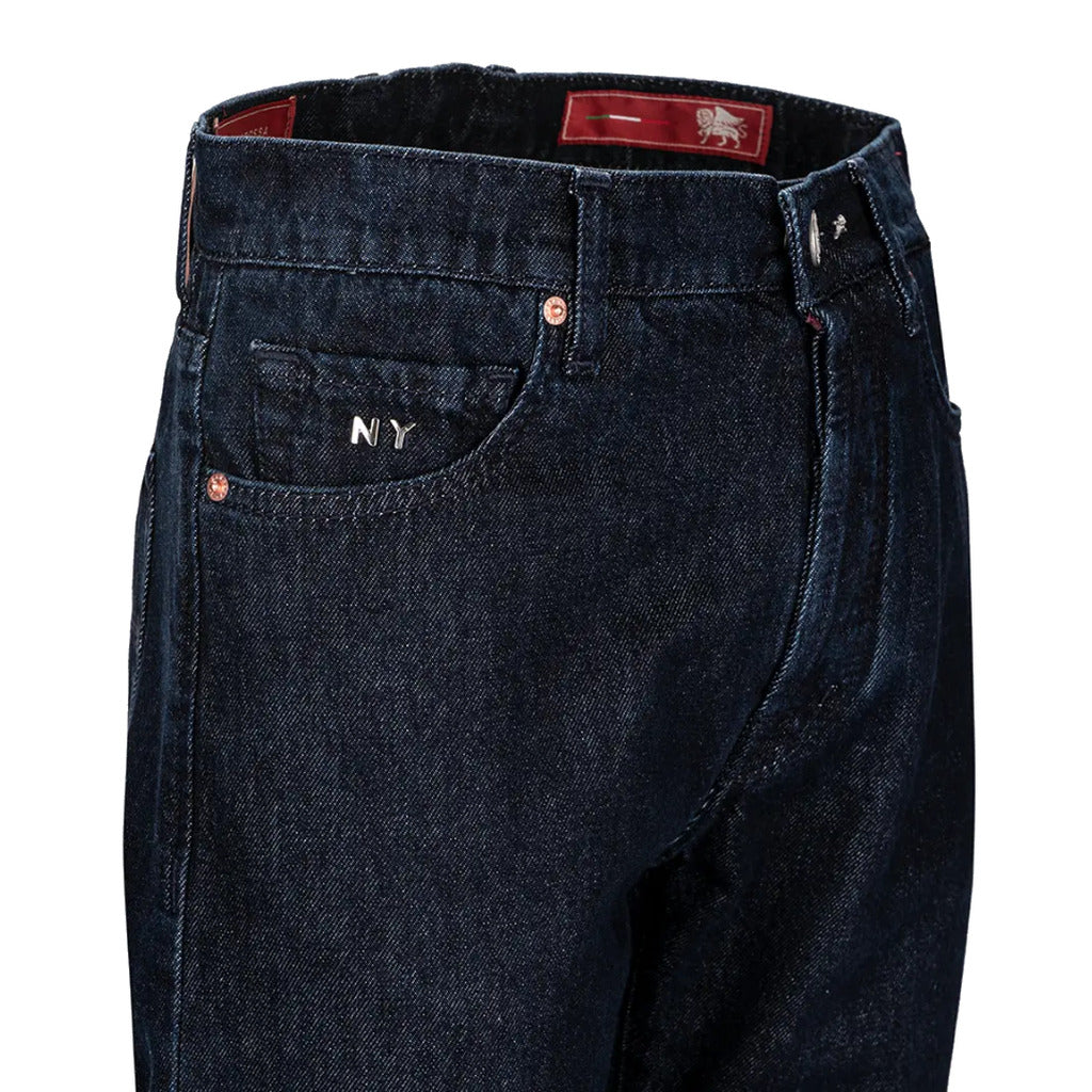 Tramarossa – DANTE STRAIGHT IN DENIM BLU SCURO jeans – angled close-up of front pocket and waistband