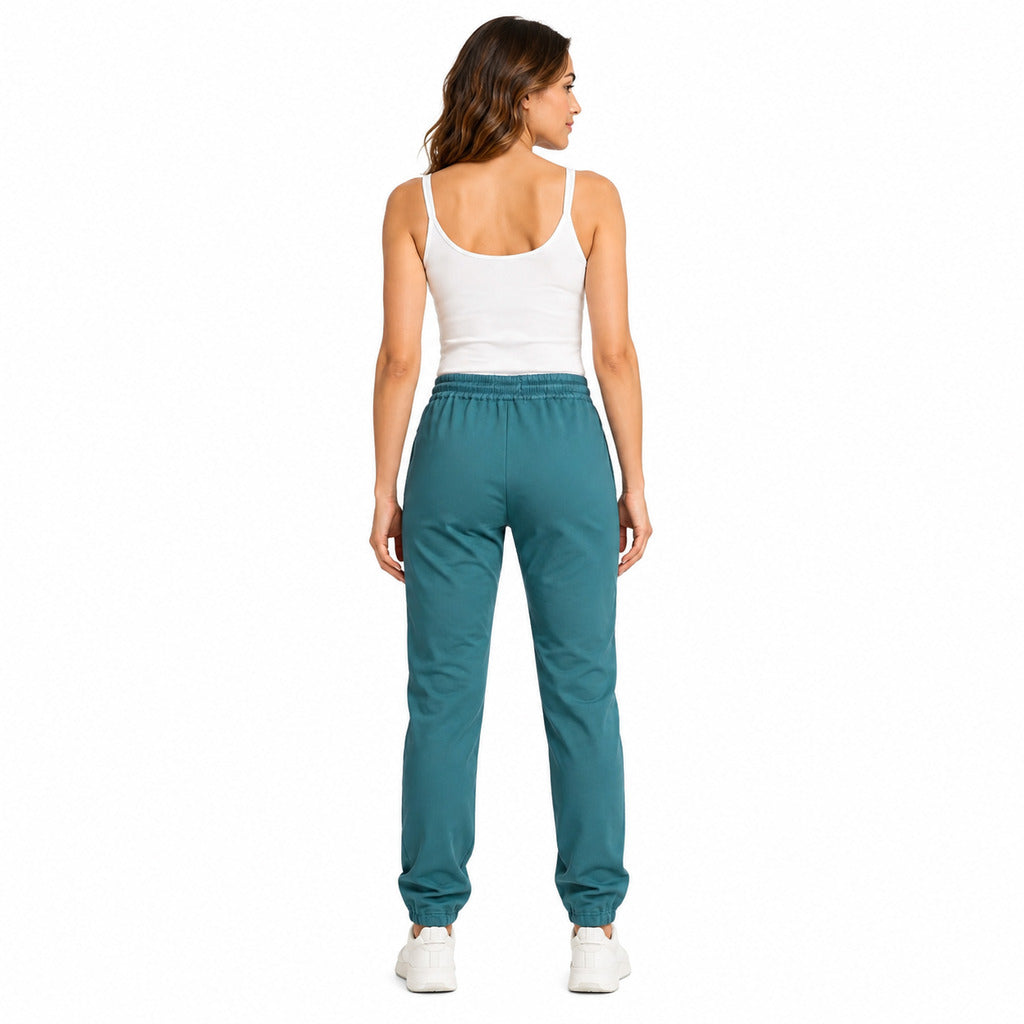 Parajumpers – Martina petrol blue trousers – back view worn with white tank top