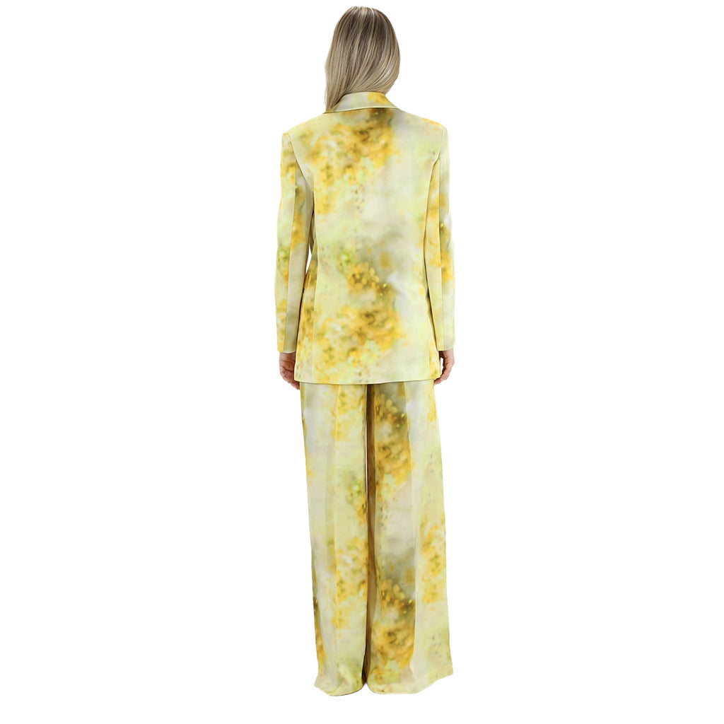Pinko Yellow Floral Satin Blazer