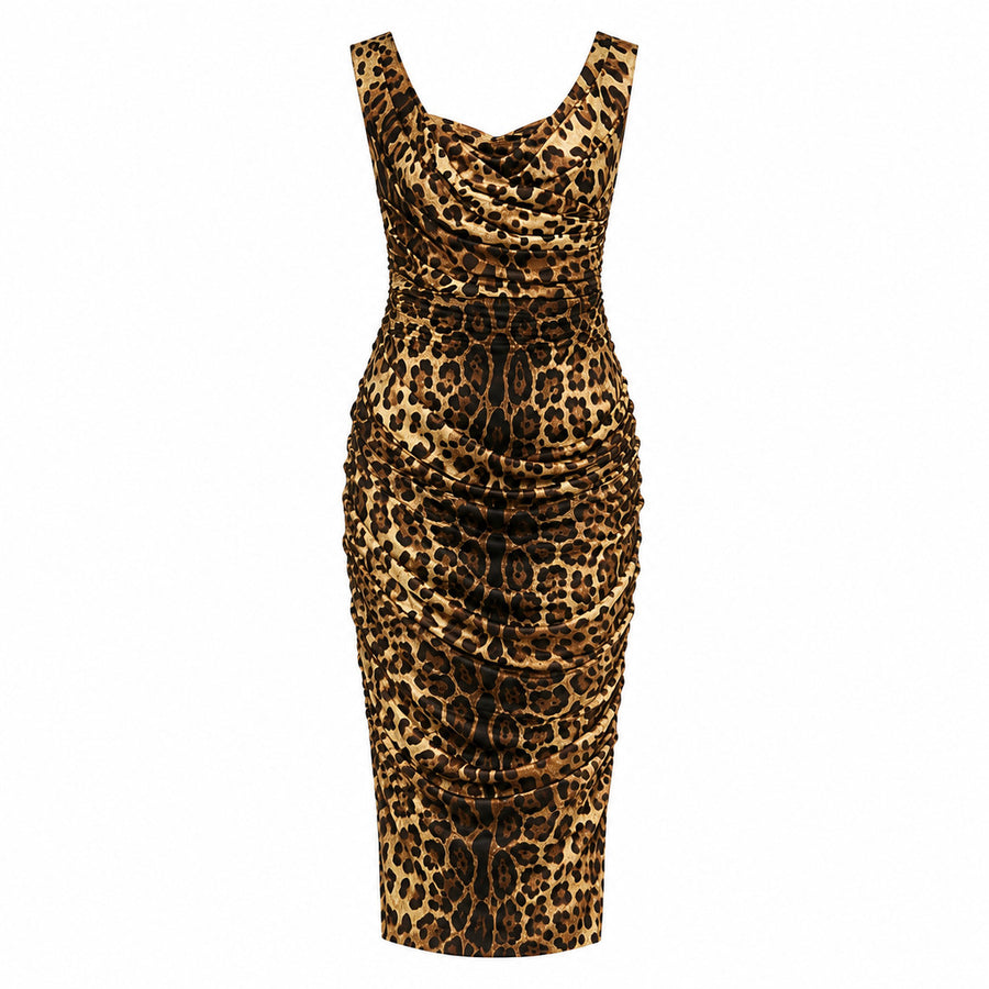 Dolce & Gabbana – multicolour leopard-print ruched dress – front flat lay