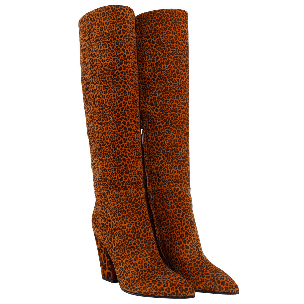 Sergio Rossi Leopard-Print Suede Ankle Boots